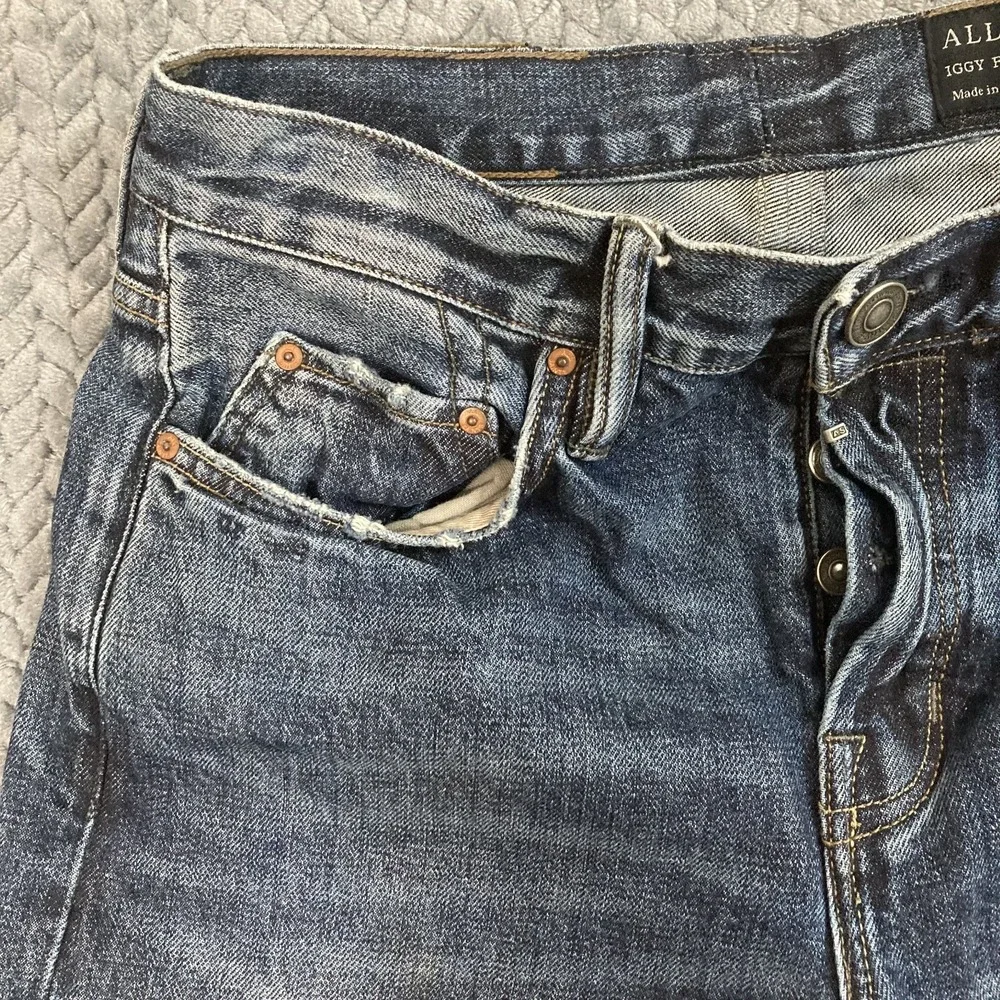 AllSaints Jeans Mens 30 Iggy Fit Blue Medium Wash Button Fly EUC